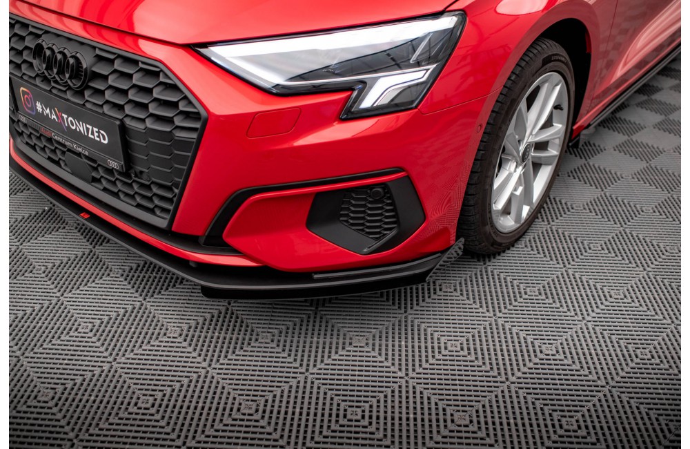Street Pro Front Splitter + Flaps Audi A3 8Y - Black + Gloss Flaps