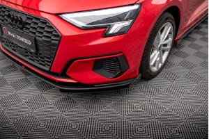 Street Pro Front Splitter + Flaps Audi A3 8Y - Black + Gloss Flaps