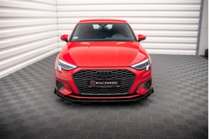 Street Pro Front Splitter + Flaps Audi A3 8Y - Black + Gloss Flaps