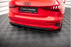 Street Pro Rear Valance + Flaps Audi A3 Sportback 8Y - Black + Gloss Flaps Street Pro Rear Valance + Flaps Audi A3 Sportback 8Y - Black + Gloss Flaps