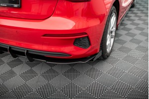 Street Pro Rear Valance + Flaps Audi A3 Sportback 8Y - Black + Gloss Flaps Street Pro Rear Valance + Flaps Audi A3 Sportback 8Y - Black + Gloss Flaps