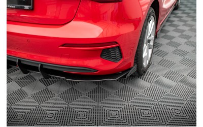 Street Pro Rear Valance + Flaps Audi A3 Sportback 8Y - Black + Gloss Flaps    