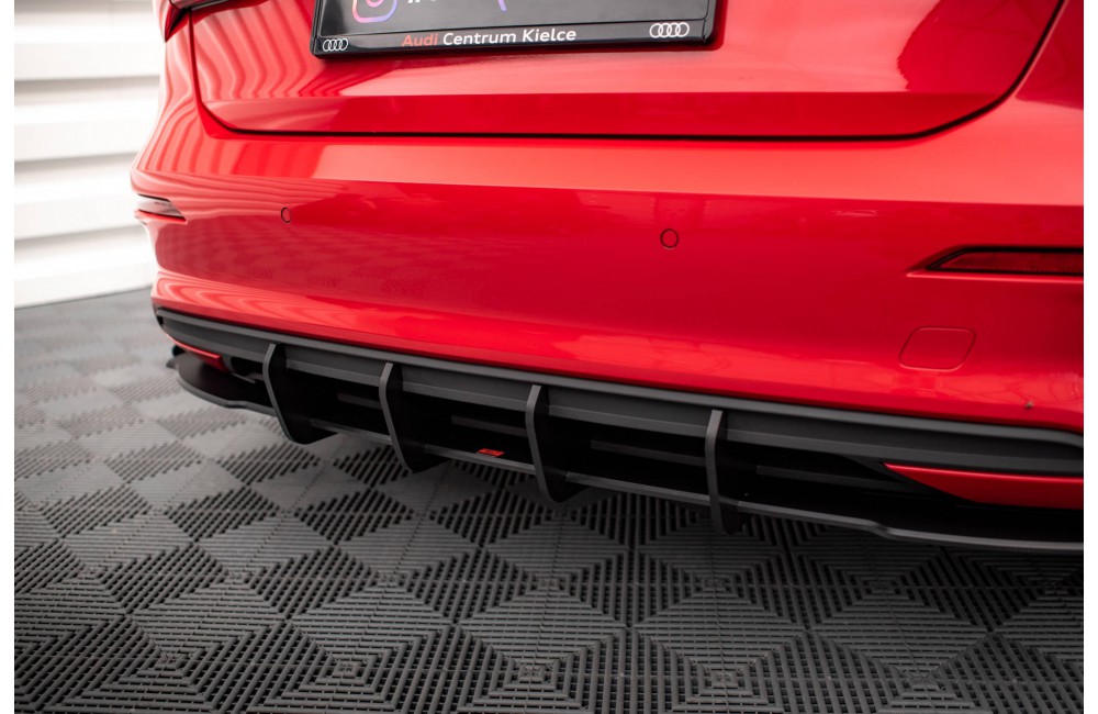 Street Pro Rear Valance + Flaps Audi A3 Sportback 8Y - Black + Gloss Flaps Street Pro Rear Valance + Flaps Audi A3 Sportback 8Y - Black + Gloss Flaps