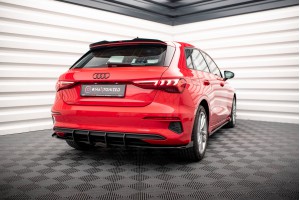Street Pro Rear Valance + Flaps Audi A3 Sportback 8Y - Black + Gloss Flaps Street Pro Rear Valance + Flaps Audi A3 Sportback 8Y - Black + Gloss Flaps
