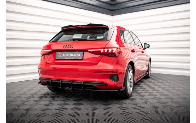Street Pro Rear Valance + Flaps Audi A3 Sportback 8Y - Black + Gloss Flaps    