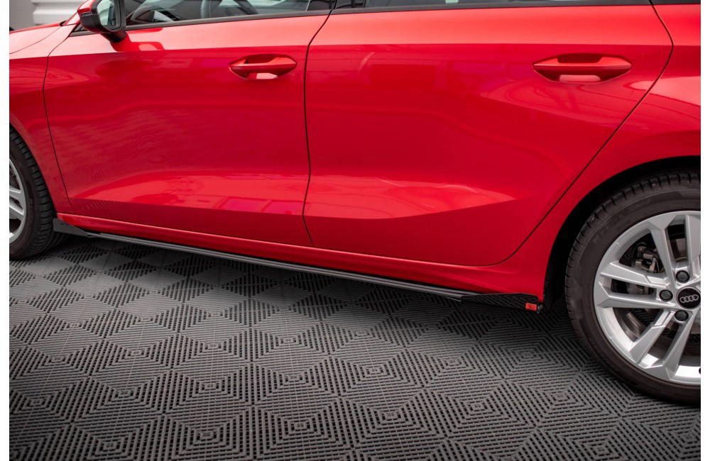 Street Pro Side Skirts Diffusers + Flaps Audi A3 8Y - Black + Gloss Flaps Street Pro Side Skirts Diffusers + Flaps Audi A3 8Y - Black + Gloss Flaps