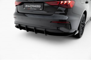 Street Pro Rear Diffuser + Flaps Audi A3 Sedan 8Y - Black + Gloss Flaps