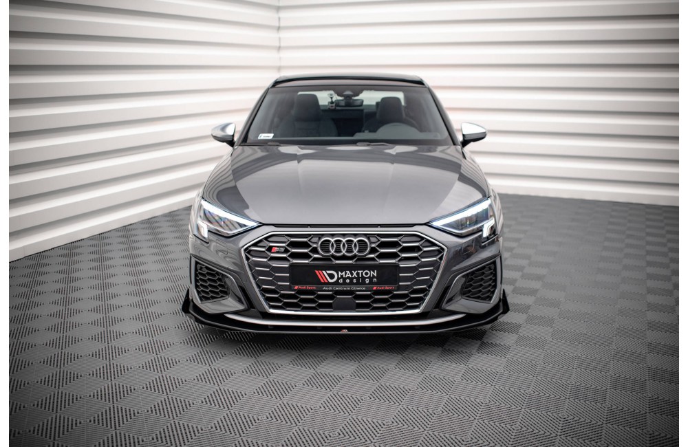 Street Pro Front Splitter + Flaps Audi S3 / A3 S-Line 8Y - Black + Gloss Flaps