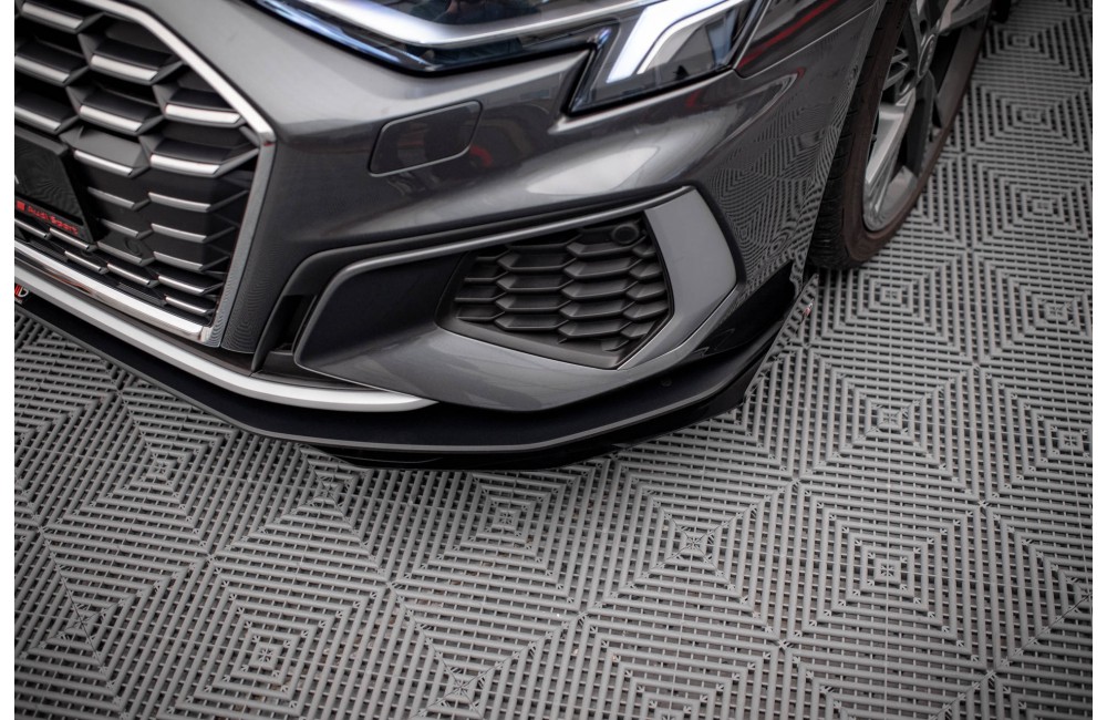 Street Pro Front Splitter + Flaps Audi S3 / A3 S-Line 8Y - Black + Gloss Flaps