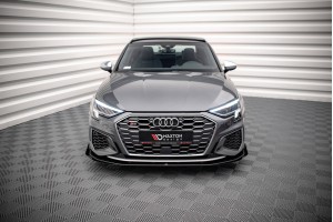 Street Pro Front Splitter + Flaps Audi S3 / A3 S-Line 8Y - Black + Gloss Flaps