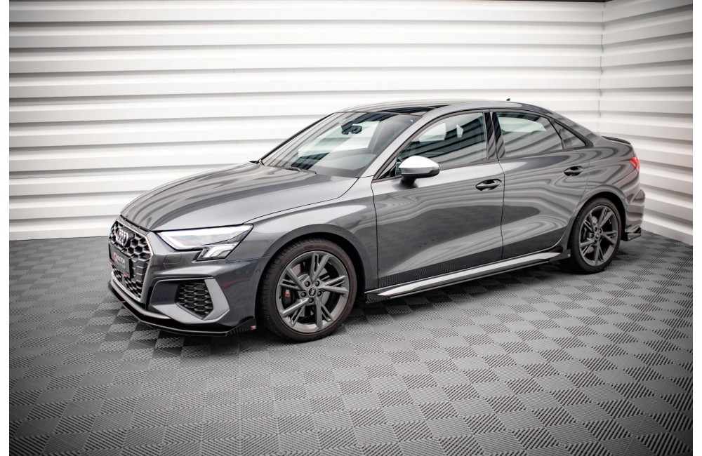 Street Pro Side Skirts Diffusers + Flaps Audi S3 / A3 S-Line 8Y / 8Y Facelift - Black + Gloss Flaps Street Pro Side Skirts Diffusers + Flaps Audi S3 / A3 S-Line 8Y / 8Y Facelift - Black + Gloss Flaps