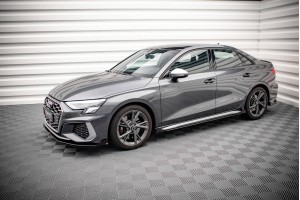 Street Pro Side Skirts Diffusers + Flaps Audi S3 / A3 S-Line 8Y / 8Y Facelift - Black + Gloss Flaps Street Pro Side Skirts Diffusers + Flaps Audi S3 / A3 S-Line 8Y / 8Y Facelift - Black + Gloss Flaps