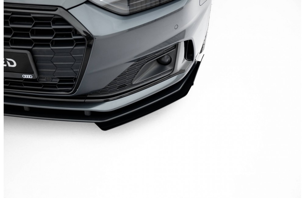 Street Pro Front Splitter + Flaps Audi A5 F5 Facelift - Black + Gloss Flaps