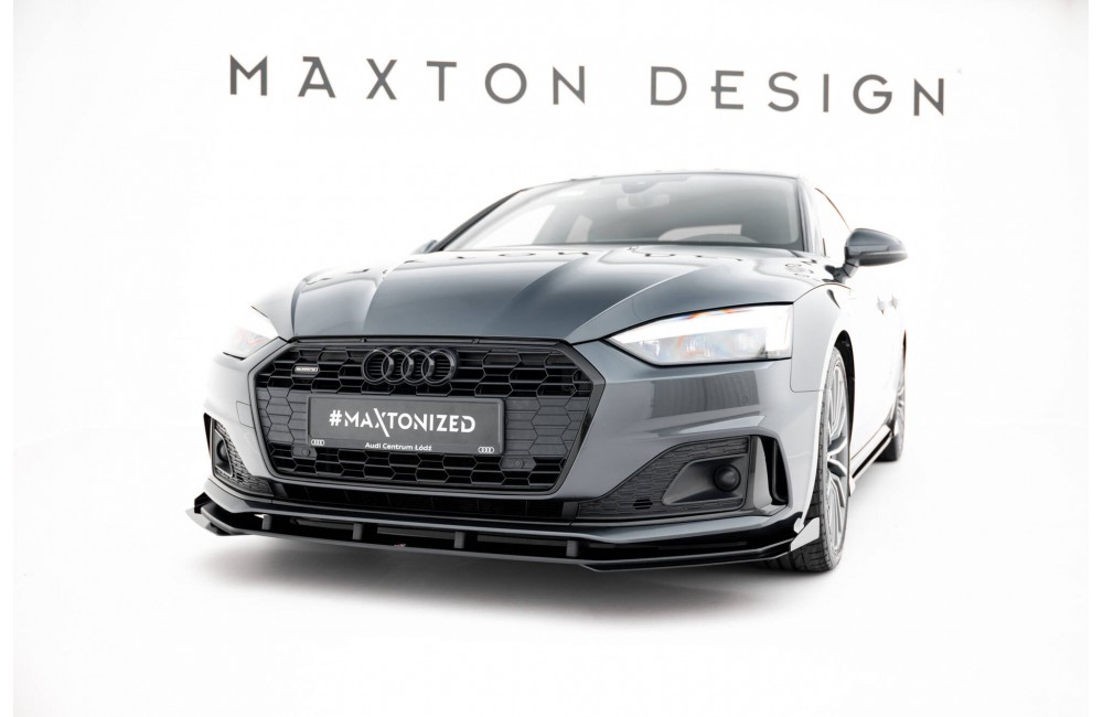 Street Pro Front Splitter + Flaps Audi A5 F5 Facelift - Black + Gloss Flaps