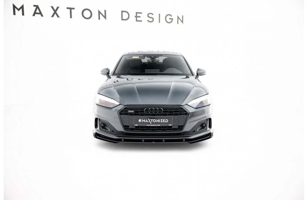 Street Pro Front Splitter + Flaps Audi A5 F5 Facelift - Black + Gloss Flaps