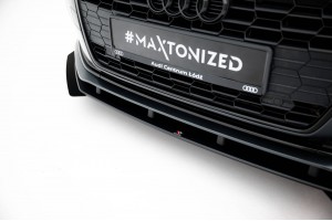 Street Pro Front Splitter + Flaps Audi A5 F5 Facelift - Black + Gloss Flaps