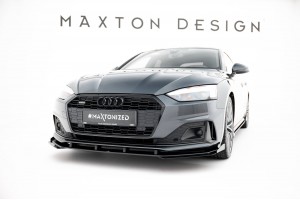 Street Pro Front Splitter + Flaps Audi A5 F5 Facelift - Black + Gloss Flaps