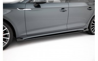 Street Pro Side Skirts Diffusers + Flaps Audi A5 Sportback F5 Facelift - Black + Gloss Flaps    