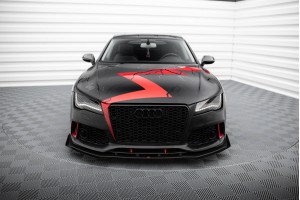 Street Pro Front Splitter + Flaps Audi A7 RS7 Look C7 - Black + Gloss Flaps