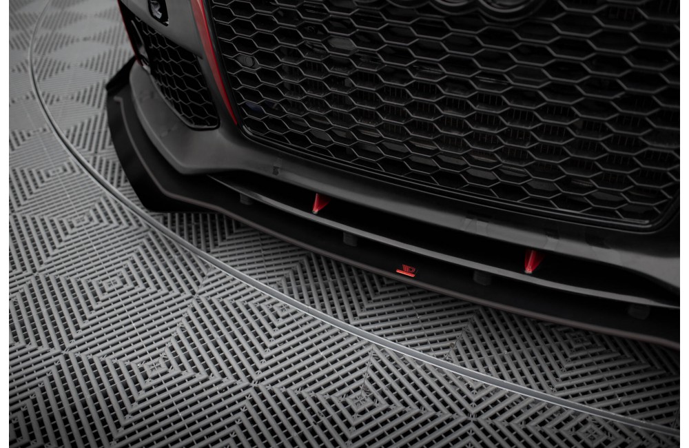 Street Pro Front Splitter + Flaps Audi A7 RS7 Look C7 - Black + Gloss Flaps