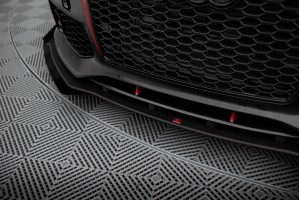 Street Pro Front Splitter + Flaps Audi A7 RS7 Look C7 - Black + Gloss Flaps