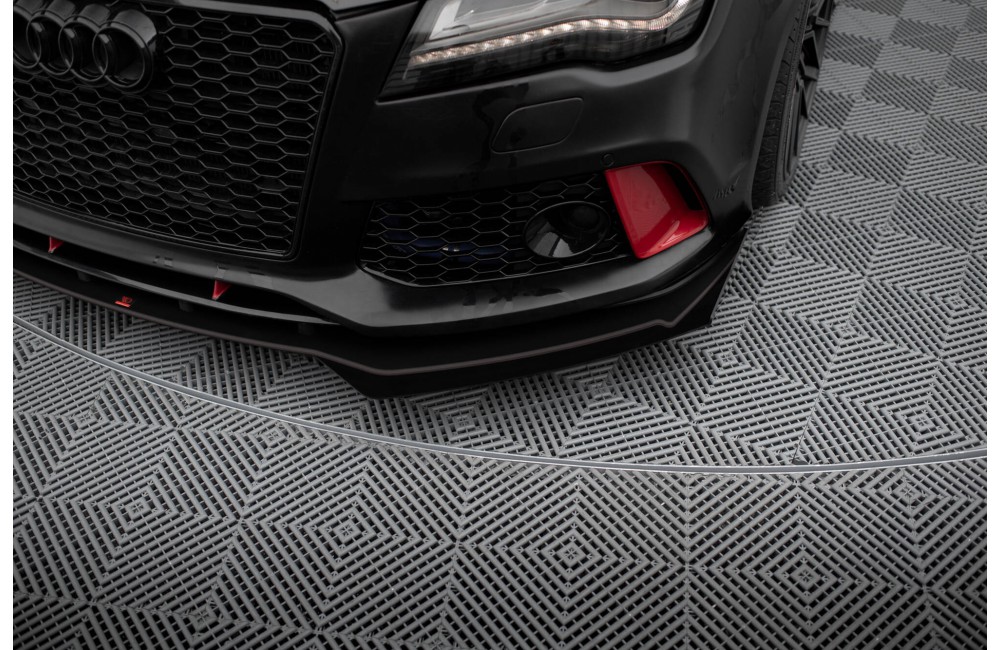 Street Pro Front Splitter + Flaps Audi A7 RS7 Look C7 - Black + Gloss Flaps