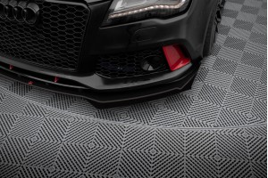 Street Pro Front Splitter + Flaps Audi A7 RS7 Look C7 - Black + Gloss Flaps
