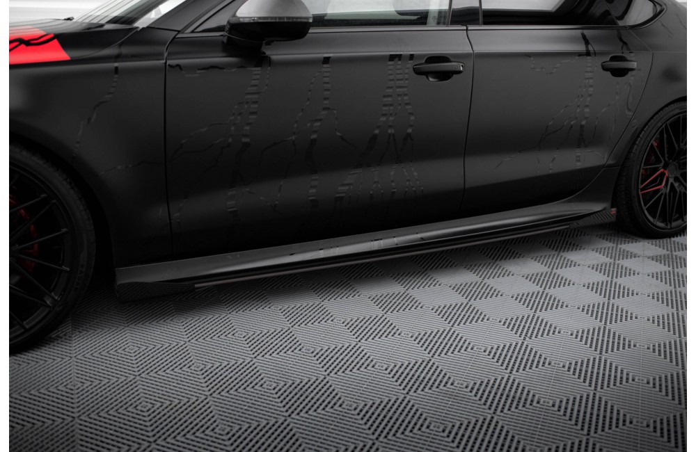 Street Pro Side Skirts Diffusers + Flaps Audi A7 RS7 Look C7 - Black + Gloss Flaps Street Pro Side Skirts Diffusers + Flaps Audi A7 RS7 Look C7 - Black + Gloss Flaps
