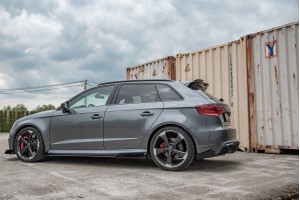 Street Pro Rear Side Splitters + Flaps Audi RS3 8V Sportback - Black + Gloss Flaps