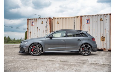 Street Pro Side Skirts Diffusers + Flaps Audi RS3 8V Sportback - Black + Gloss Flaps    