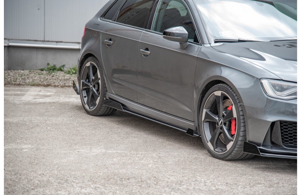 Street Pro Side Skirts Diffusers + Flaps Audi RS3 8V Sportback - Black + Gloss Flaps Street Pro Side Skirts Diffusers + Flaps Audi RS3 8V Sportback - Black + Gloss Flaps