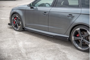 Street Pro Side Skirts Diffusers + Flaps Audi RS3 8V Sportback - Black + Gloss Flaps Street Pro Side Skirts Diffusers + Flaps Audi RS3 8V Sportback - Black + Gloss Flaps