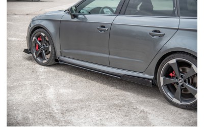 Street Pro Side Skirts Diffusers + Flaps Audi RS3 8V Sportback - Black + Gloss Flaps    