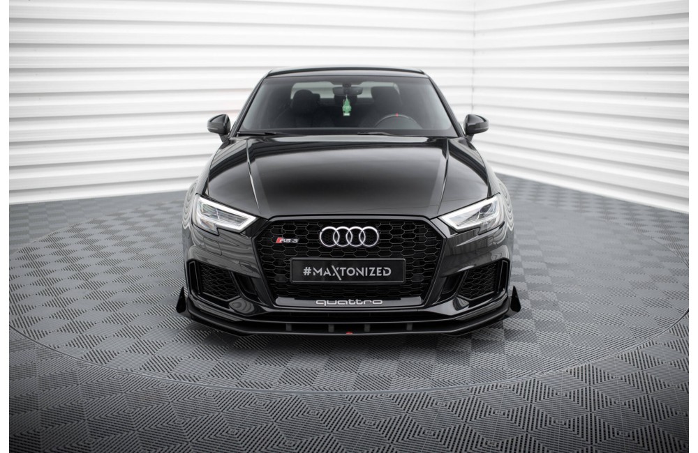 Street Pro Front Splitter V.1 + Flaps Audi RS3 Sedan 8V Facelift - Black + Gloss Flaps