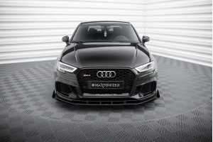 Street Pro Front Splitter V.1 + Flaps Audi RS3 Sedan 8V Facelift - Black + Gloss Flaps