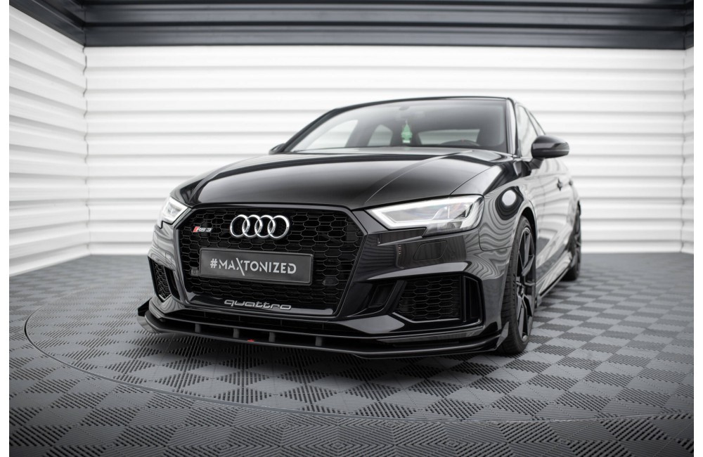 Street Pro Front Splitter V.1 + Flaps Audi RS3 Sedan 8V Facelift - Black + Gloss Flaps