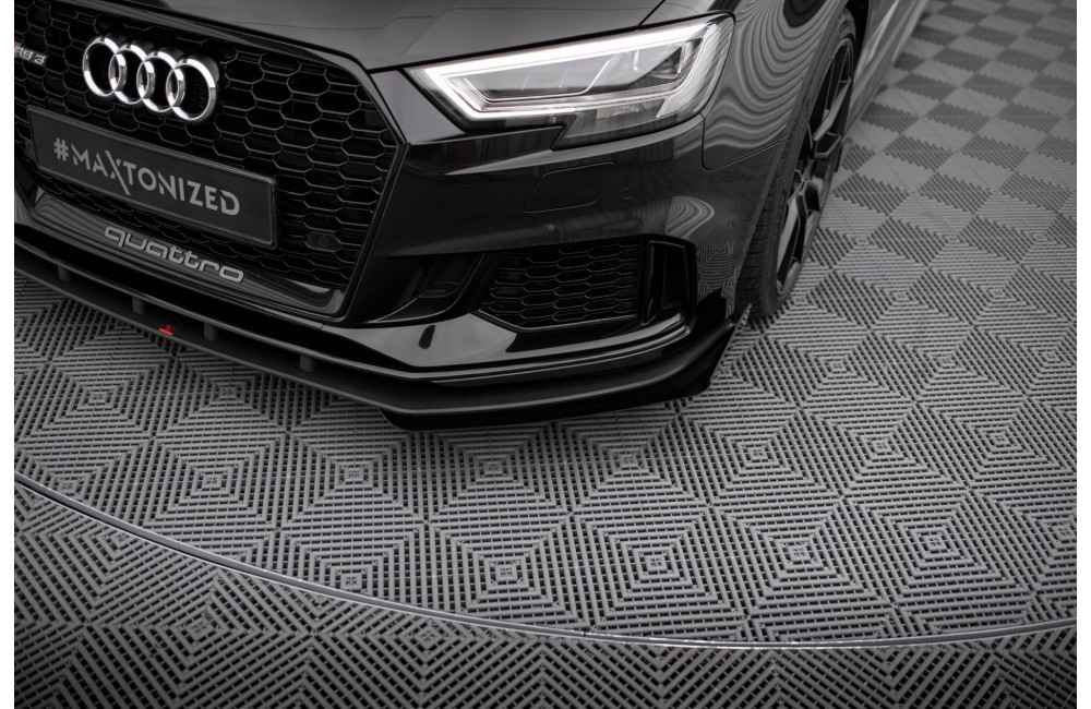 Street Pro Front Splitter V.1 + Flaps Audi RS3 Sedan 8V Facelift - Black + Gloss Flaps