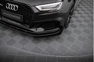 Street Pro Front Splitter V.1 + Flaps Audi RS3 Sedan 8V Facelift - Black + Gloss Flaps