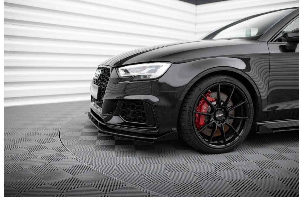 Street Pro Front Splitter V.1 + Flaps Audi RS3 Sedan 8V Facelift - Black + Gloss Flaps