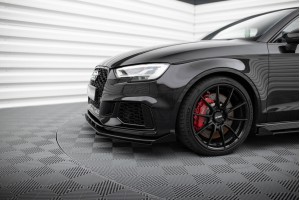 Street Pro Front Splitter V.1 + Flaps Audi RS3 Sedan 8V Facelift - Black + Gloss Flaps