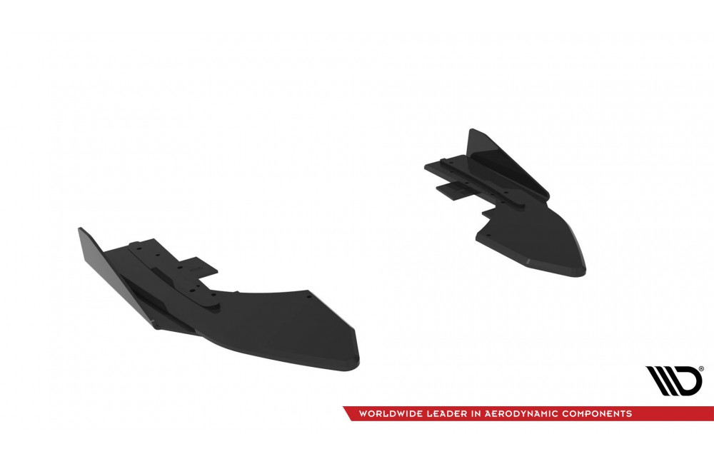 Street Pro Rear Side Splitters + Flaps Audi RS3 Sedan 8V Facelift - Black + Gloss Flaps