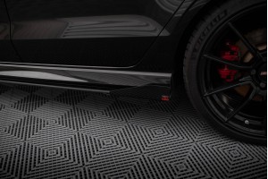 Street Pro Side Skirts Diffusers V.1 + Flaps Audi RS3 Sedan 8V Facelift - Black + Gloss Flaps
