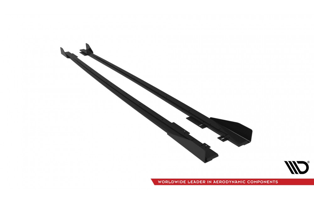 Street Pro Side Skirts Diffusers V.1 + Flaps Audi RS3 Sedan 8V Facelift - Black + Gloss Flaps