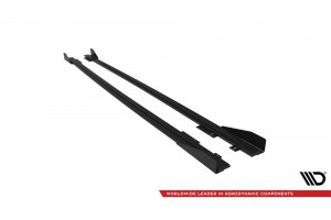 Street Pro Side Skirts Diffusers V.1 + Flaps Audi RS3 Sedan 8V Facelift - Black + Gloss Flaps