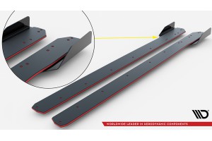 Street Pro Side Skirts Diffusers V.1 + Flaps Audi RS3 Sedan 8V Facelift - Black-Red + Gloss Flaps Street Pro Side Skirts Diffusers V.1 + Flaps Audi RS3 Sedan 8V Facelift - Black-Red + Gloss Flaps