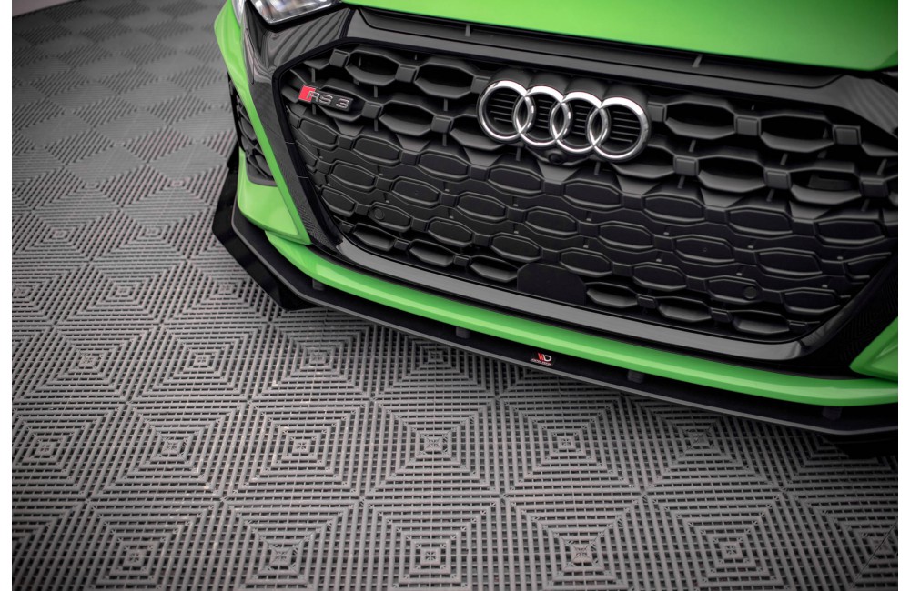 Street Pro Front Splitter V.1 + Flaps Audi RS3 8Y - Black + Gloss Flaps
