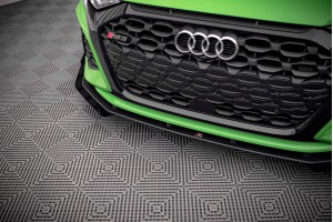 Street Pro Front Splitter V.1 + Flaps Audi RS3 8Y - Black + Gloss Flaps