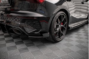 Street Pro Rear Side Splitters + Flaps Audi RS3 Sportback 8Y - Black + Gloss Flaps