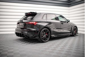 Street Pro Side Skirts Diffusers + Flaps Audi RS3 Sportback 8Y - Black + Gloss Flaps