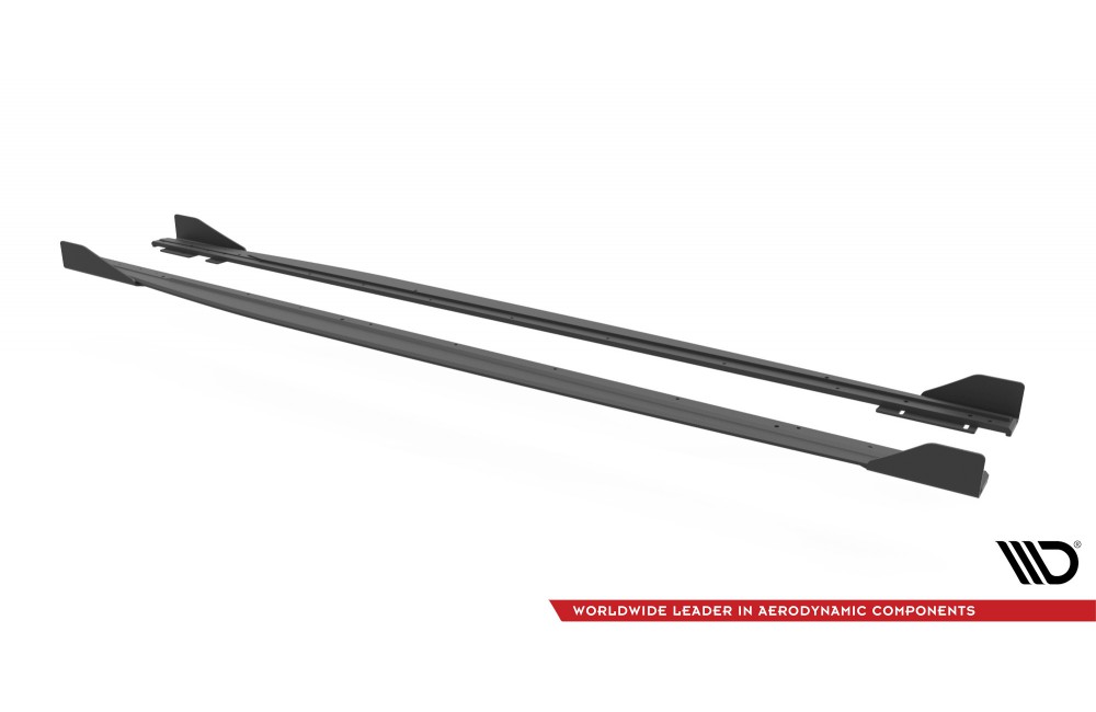 Street Pro Side Skirts Diffusers + Flaps Audi RS3 Sportback 8Y - Black + Gloss Flaps